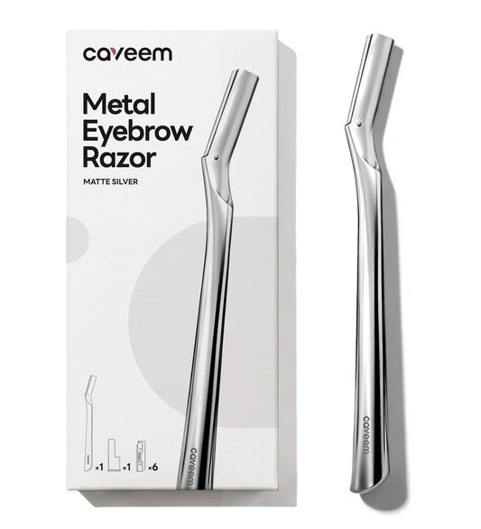 Eyebrow Razor, Face Razors for Women & Men, Dermaplane Razor for Face Exfoliation, Peach Fuzz Removal with 6 Blades (Matte Silver)