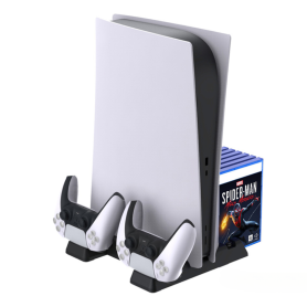 Suporte de refrigeração, carregador de manípulos e organizador de jogos para PS5/Slim Dobe TP5-0593S