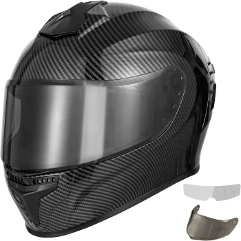 Favoto Full Face Motorcycle Helmet With Dynamic Rear Wing - Carbon Fiber